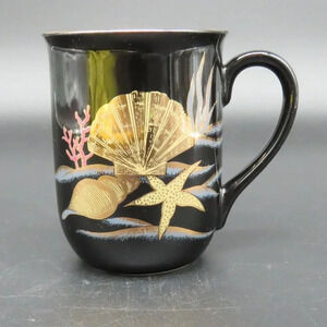 Otagiri Coffee Mug Tea Cup Gold Shell Ocean Starfish Ceramic JAPAN 10 oz 1980’s